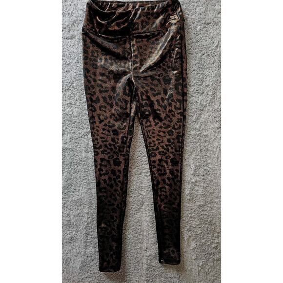 LuLaRoe Luxe Black and Copper Gold Metallic Leggings Leopard Print XS - Picture 1 of 3
